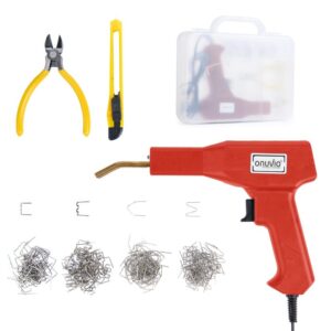 Set Pistol si Capse Onuvio™ pentru Lipit Plastic, sudat plastic, repararea fisurilor din plastic, 200 capse si geanta transport incluse, putere 50W, Rosu
