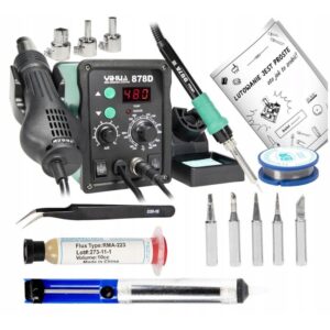 Set Statie De Sudura, Yihua, 878D, 700 W, Hotair Si Cutit, Reglare Temperatura, Accesorii Pentru Sudura, Pentru Profesionisti Si Amatori