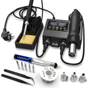 Statie de lipit si reprelucrare cu aer cald, Excitat®, 750W, temperatura reglabila 180°C-500°C, conversie aer rece/cald, corectie digitala a temperaturii, negru