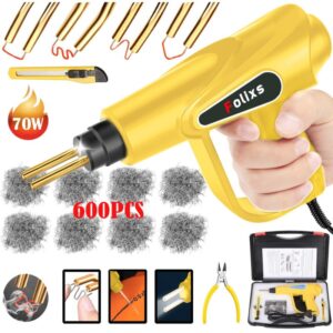 Trusa Aparat sudat plastic, Folixs®, 6 tipuri de cuie de armare, 70W, 3 secunde incalzire rapida, 400℃, 600 capse de intarire, Iluminare LED